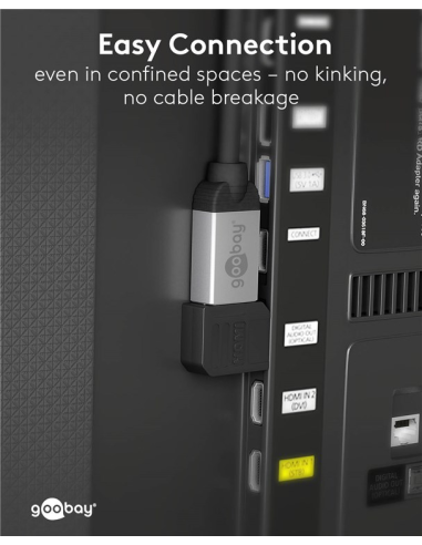 
65745 GOOBAY - Adaptador HDMI Hembra a HDMI Macho Codo 90°  Horizontal, 8K/60Hz Goobay