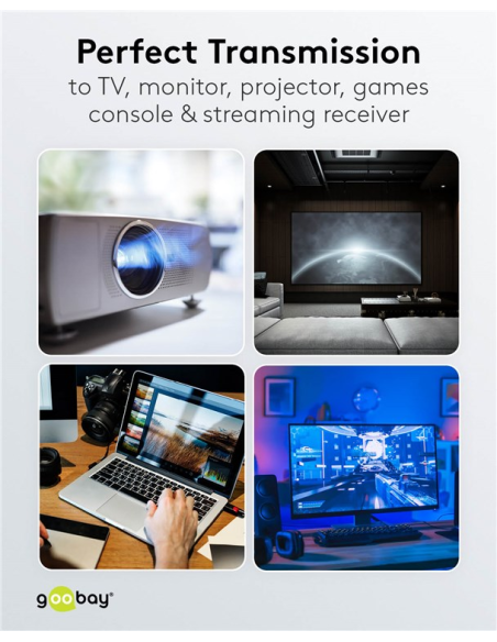 
65745 GOOBAY - Adaptador HDMI Hembra a HDMI Macho Codo 90°  Horizontal, 8K/60Hz Goobay