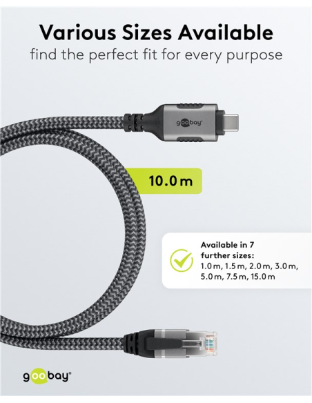 
70754 GOOBAY - USB-C 3.1 to RJ45 Ethernet Cable, 10 m