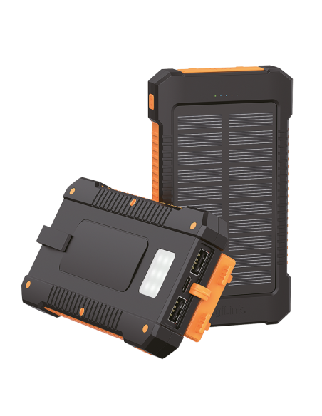 
PA0321 LOGILINK - Bateria Externa Power Bank  6000  Solar 2 puertos USB-A de control de calidad y 1 puerto USB-C Negro Naranj