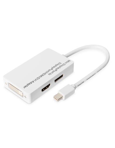 
 DisplayPort splitter cable, miniDP - DP+HDMI+DVI M/F, 0.2m, DP 1.1a compatible, CE, wh

No es necesario comprar 3 adaptado