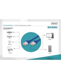 
DK-1644-005-B-10 DIGITUS - Latiguillo CAT 6, S/FTP,  0.50 m, Azul, LSZH Digitus Paquete de 10 unidades