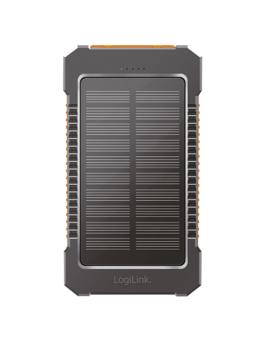 
PA0321 LOGILINK - Bateria Externa Power Bank  6000  Solar 2 puertos USB-A de control de calidad y 1 puerto USB-C Negro Naranj