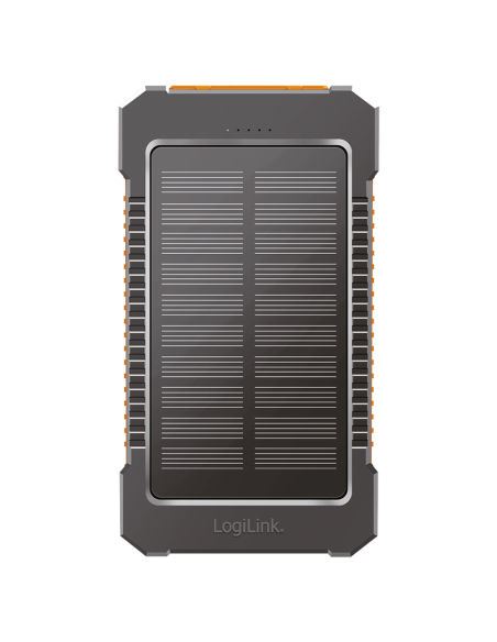 
PA0321 LOGILINK - Bateria Externa Power Bank  6000  Solar 2 puertos USB-A de control de calidad y 1 puerto USB-C Negro Naranj