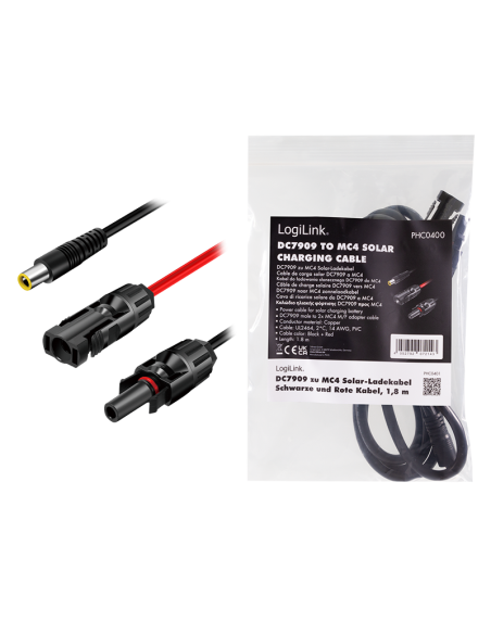 
PHC0400 LOGILINK - Cable adaptador solar, DC7909/M a 2x MC4/MF, CU, negro/rojo, 0,24 m  Logilink