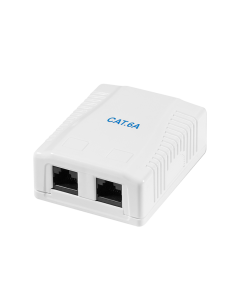 
NP0101 Roseta montaje en superficie Cat.6A, 2 x RJ45 UTP, color blanco  RAL9003 Blanco Logilink