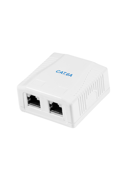 
NP0097 Roseta montaje en superficie Cat.6A, 2 x RJ45 FTP, color blanco  RAL9003 Blanco Logilink