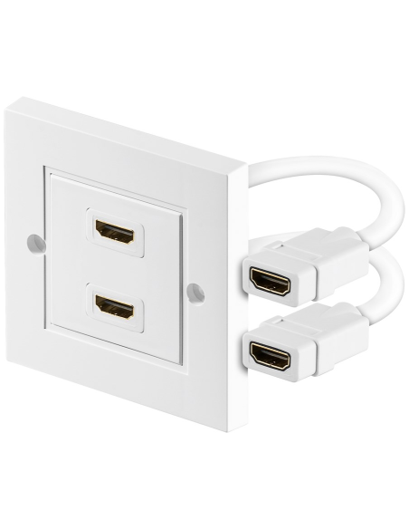 
51723 Placa 80x80  HDMI 2 x HDMI H-H  4K/60 Hz (3840x2160) con Cable Blanco goobay