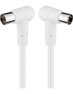 
67353 GOOBAY - Cable de Antena de  1,5m Coaxial Macho 90°  a Coaxial Hembra 90° <80 dB  Doble Malla Blanco Bulk Goobay