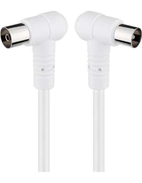 
67353 GOOBAY - Cable de Antena de  1,5m Coaxial Macho 90°  a Coaxial Hembra 90° <80 dB  Doble Malla Blanco Bulk Goobay