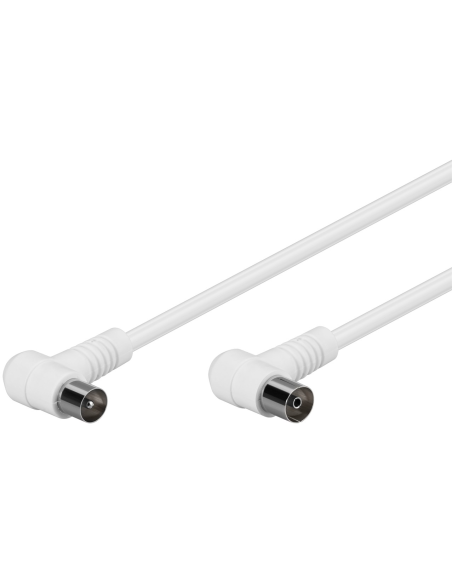 
67353 GOOBAY - Cable de Antena de  1,5m Coaxial Macho 90°  a Coaxial Hembra 90° <80 dB  Doble Malla Blanco Bulk Goobay