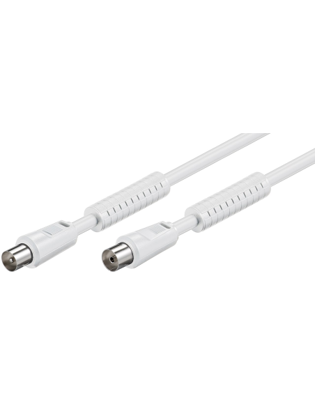 
50722 GOOBAY - Cable de Antena de 10m Coaxial Macho a Coaxial Hembra Ferrita <80 dB Blanco Bulk Goobay