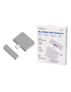 
UA0423 Carcasa SSD USB 3.2 Gen2x1 muy pequeña, USB-C a PCIe NVMe, color plata