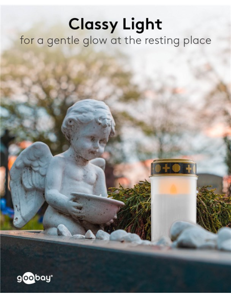 
74367 GOOBAY - Vela funeraria LED con Temporizador Blanca , IP44