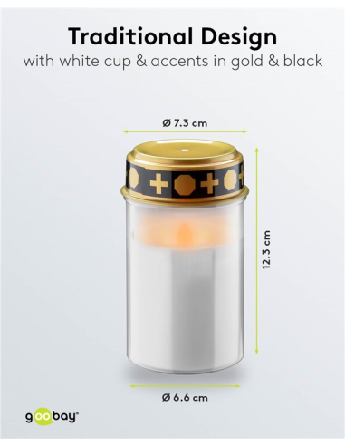 
74367 GOOBAY - Vela funeraria LED con Temporizador Blanca , IP44
