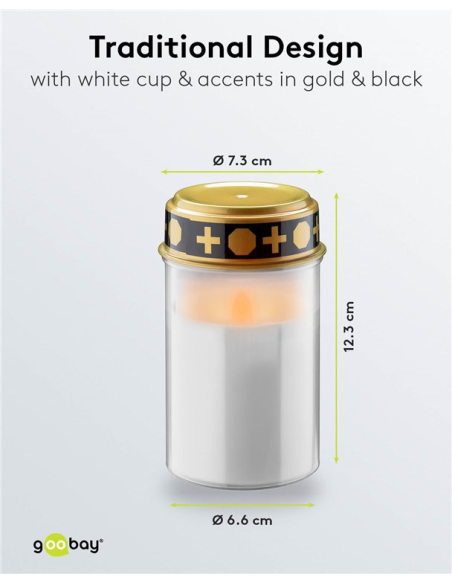 
74367 GOOBAY - Vela funeraria LED con Temporizador Blanca , IP44