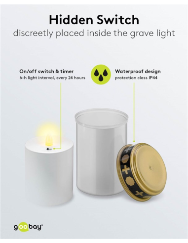 
74367 GOOBAY - Vela funeraria LED con Temporizador Blanca , IP44
