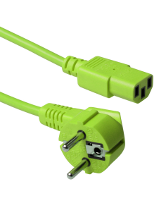 
AK5138 Cable Alimentacion CEE-7/7 90º SCHUKO a C13 90º 1.80m Verde  ACT