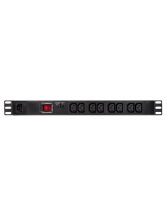 
Logilink PDU8A02 Regleta Aluminio Rack 19"  8xC-13,  Entrada C14 Sin Cable de Alimantacion 10A 1U con protección contra sobre