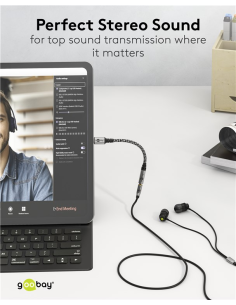 
74056 GOOBAY - Cable de Audio - USB-C Macho a 3,5 mm Hembra Cable textil Nylon