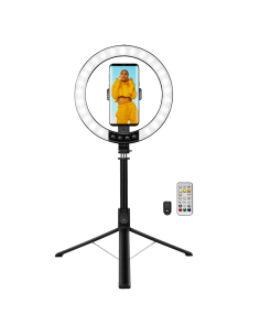 
AA0156 Anillo de luz para smartphone con trípode para selfies, obturador remoto, Ø 25 cm
