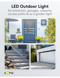 
53879 GOOBAY - Proyector de exterior LED, 20 W, con sensor de movimiento
con 1700 lm, luz blanca neutra (4000 K), sensor PIR 2