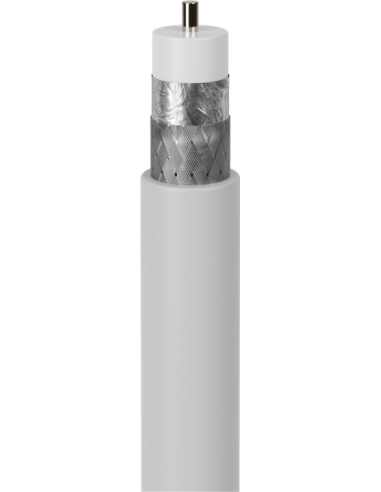 
49759 GOOBAY - Cable coaxial de satélite (75 dB, Doble apantallamiento, CCS, 50 m), Color Blanco