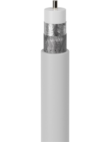 
49759 GOOBAY - Cable coaxial de satélite (75 dB, Doble apantallamiento, CCS, 50 m), Color Blanco