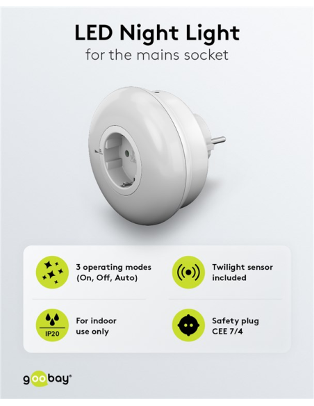 
64566 GOOBAY - Luz LED nocturna enchufable Redonda Goobay Ejemplo