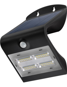 
45807 GOOBAY - Lámpara solar LED de pared con sensor de movimiento, 3,2 W, color negro