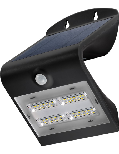 
45807 GOOBAY - Lámpara solar LED de pared con sensor de movimiento, 3,2 W, color negro