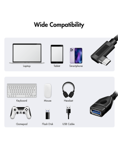 
CU0100 Adaptador USB-C Macho 90º Acodado a USB-A Hembra 15W  10Gb/s OTG Cable de 0.20m Negro Logilink 2