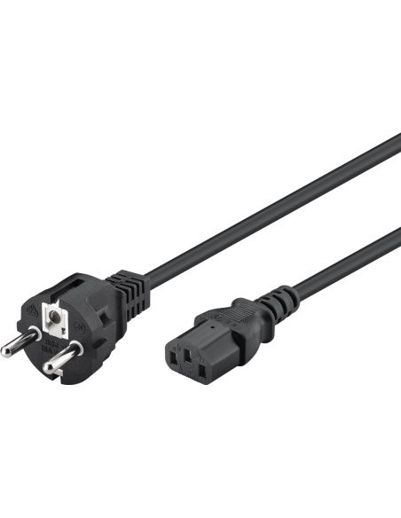 
Cable Alimentacion CEE-7/7 recto  SCHUKO a C13 recto 3m Negro H05VV-F3G  1 mm²