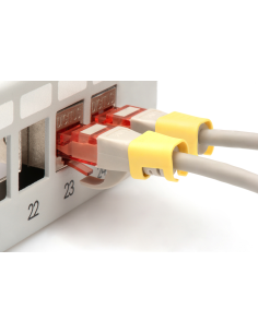 
A-CC-Y  Clips de colores para cables RJ45 Color Amarillo, paquete de 100 unidades DIGITUS
