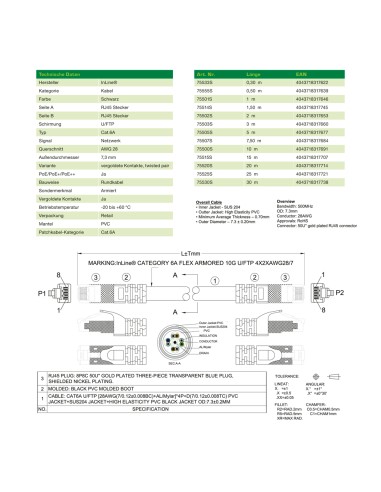 
75515S  LOGILINK - Latiguillo CAT 6A, U/FTP, 15,00 metros , Negro, Armado InLine 