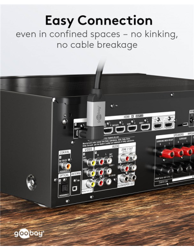 
65744 GOOBAY - Adaptador HDMI Hembra a HDMI Macho Codo 90°  Vertical, 8K/60Hz Goobay