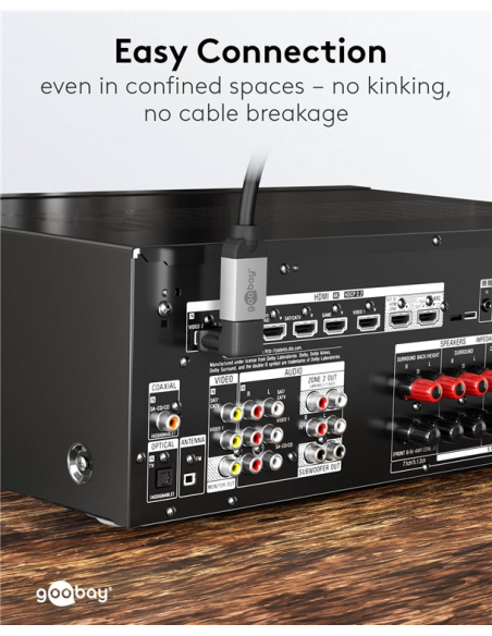 
65744 GOOBAY - Adaptador HDMI Hembra a HDMI Macho Codo 90°  Vertical, 8K/60Hz Goobay