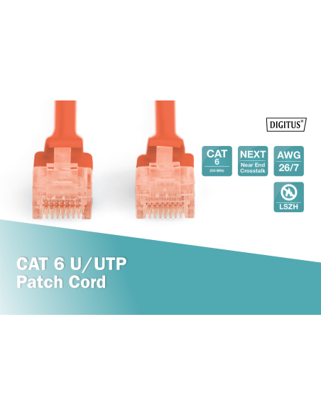
DK-1617-0025/R DIGITUS - Latiguillo CAT 6, U-UTP,  0.25 m, Rojo, LSZH