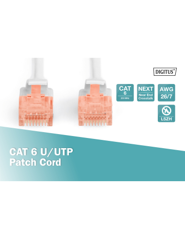 
DIGITUS - DK-1617-0025 -  Latiguillo CAT 6 U-UTP, Cobre, LSZH (Libre de Halógenos), 
AWG calibre del alambre 26/7, longitud 
