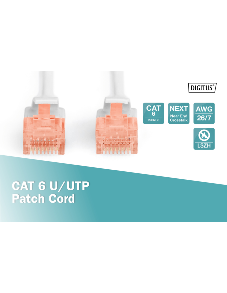 
DIGITUS - DK-1617-0025 -  Latiguillo CAT 6 U-UTP, Cobre, LSZH (Libre de Halógenos), 
AWG calibre del alambre 26/7, longitud 