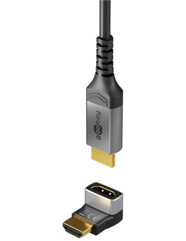 
72009 GOOBAY - Adaptador HDMI Hembra a HDMI Macho Codo 90°  Vertical, 8K/60Hz Goobay plastico Metal