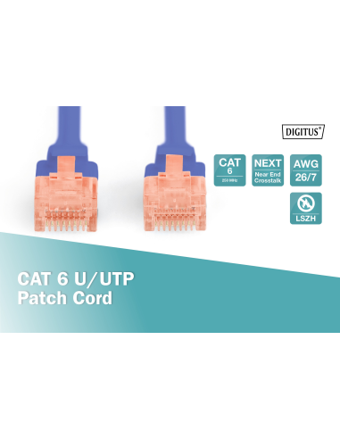 
DIGITUS - DK-1617-0025/B -  Latiguillo CAT 6 U-UTP, Cobre, LSZH (Libre de Halógenos), 
AWG calibre del alambre 26/7, longitu