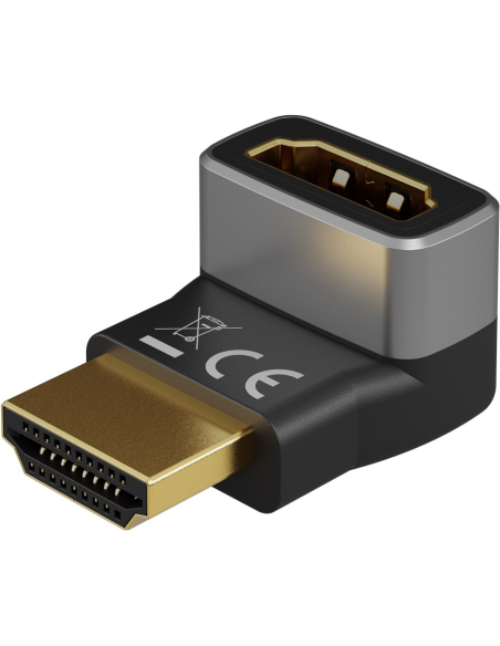 
72009 GOOBAY - Adaptador HDMI Hembra a HDMI Macho Codo 90°  Vertical, 8K/60Hz Goobay plastico Metal