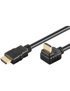 
61272 Cable HDMI A-A  1 metro Negro Acodado 4K 60Hz   Cable 270° en un conector Serie 2.0 Goobay