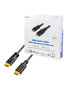 
CHA0030 Cable HDMI A-A 30 metros Negro 4K 30Hz Activo Amplificado Logilink Caja retail Carton