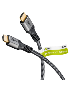 
65260 GOOBAY - Cable HDMI A-A 1,00 metros Cable premium flexible con conectores delgados de metal, protección contra dobleces