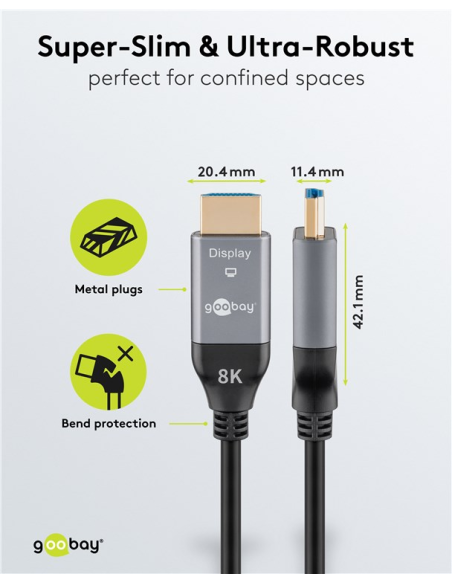 
76276 GOOBAY - Cable HDMI A-A 30 metros Optico activo 8K 60Hz  48Gbps Cable AOC Goobay