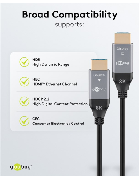 
76276 GOOBAY - Cable HDMI A-A 30 metros Optico activo 8K 60Hz  48Gbps Cable AOC Goobay