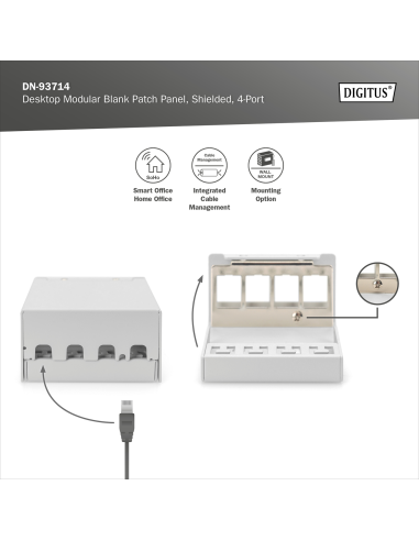 
DN-93714 Caja de Punto de Consolidacion para 4 Keystone Digitus Apantallado Sobremesa