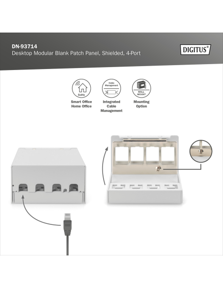 
DN-93714 Caja de Punto de Consolidacion para 4 Keystone Digitus Apantallado Sobremesa